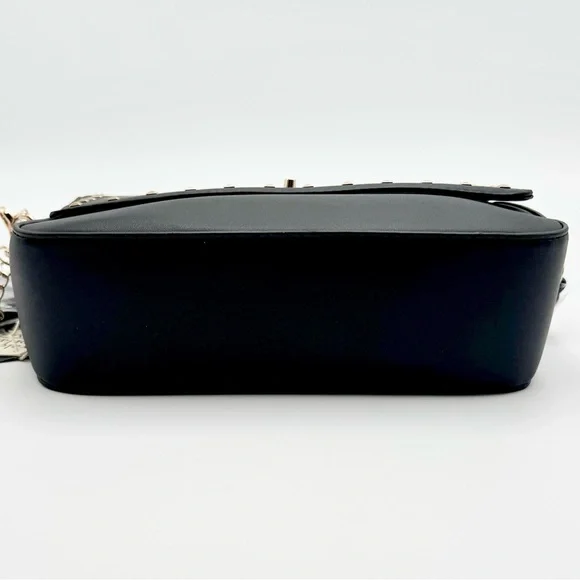 VALENTINO ORLANDI Black Studded Vegan Leather 2-way Hand & Shoulder Bag w Wallet - Picture 3 of 8